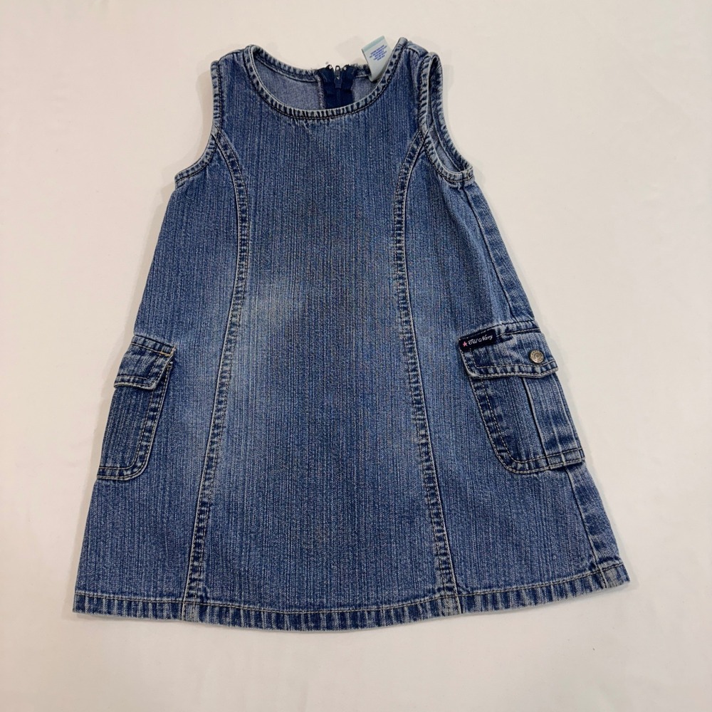 Old‎ Navy Denim Cargo Jumper Dress Toddler Girl 18-24 Months Blue Pockets | Y2K